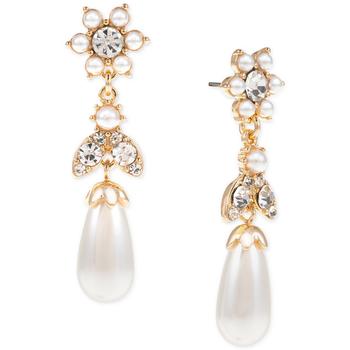 商品Charter Club | Gold-Tone Crystal & Imitation Pearl Flower Drop Earrings, Created for Macy's,商家Macy's,价格¥130图片