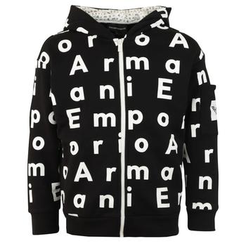 商品Emporio Armani | Black Repeat Abstract Logo Zip Up Hoodie,商家Designer Childrenswear,价格¥512图片