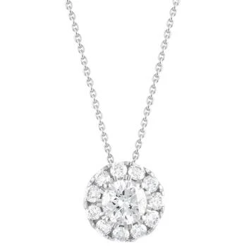 Macy's | Diamond Halo 18" Pendant Necklace (1/2 ct. t.w.) in 14k White Gold 4折