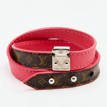 lv手链, [二手商品] Louis Vuitton | Louis Vuitton Bicolor Monogram Canvas Lockit Double Wrap Bracelet 17商品图片 9.5折, 满1件减$100, 满减