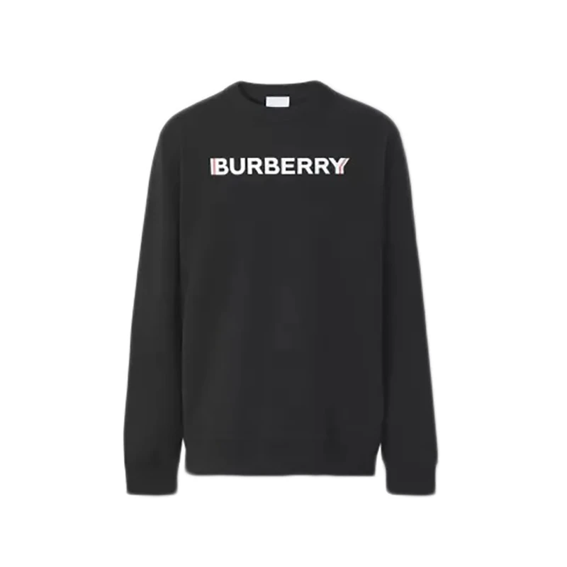 Burberry | 【现货】博柏利 男士黑色棉质徽标印花休闲卫衣80688061 8折×额外9.8折, 包邮包税, 额外九八折