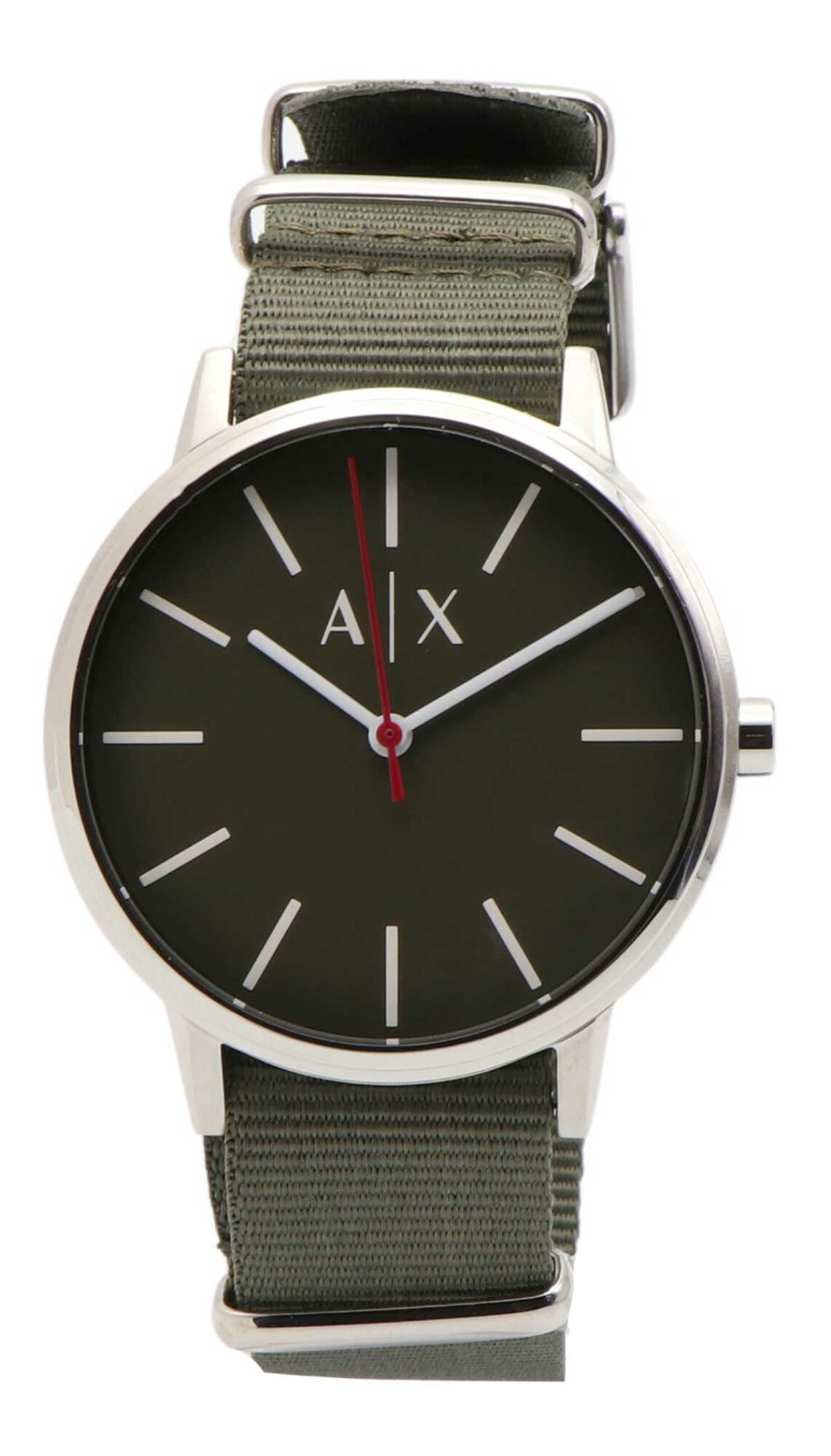 推荐Armani Exchange男士3指针精钢AX2709银色尼龙日本石英正装手表商品
