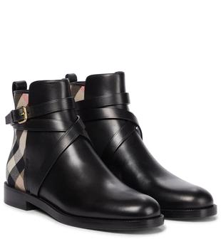 burberry鞋, Burberry | Archive Check leather ankle boots商品图片 