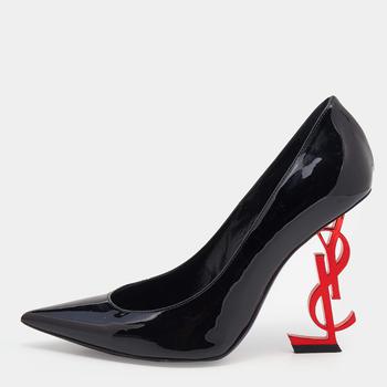 ysl高跟鞋价格, [二手商品] Yves Saint Laurent | Saint Laurent Black Patent Leather Opyum Pointed Toe Pumps Size 36商品图片 6.8折, 满1件减$100, 满减