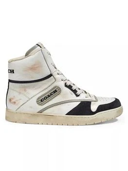 Coach | Distressed Leather High-Top Sneakers 7.0折