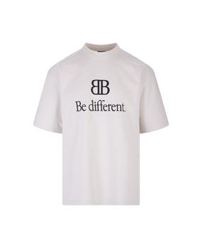 Balenciaga | Man Bb Be Different Large Fit T-shirt In Ecru'商品图片,9折
