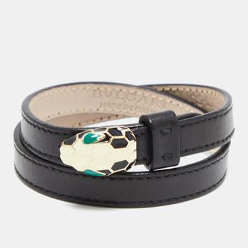 [二手商品] BVLGARI | Bvlgari Black Leather Serpenti Forever Double Wrap Bracelet商品图片,7.2折