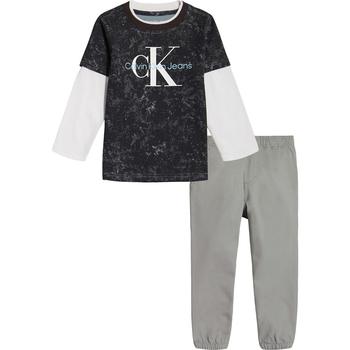商品Calvin Klein | Toddler Boys Long Sleeve Printed Twofer Logo T-shirt and Twill Joggers, 2 Piece Set,商家Macy's,价格¥458图片