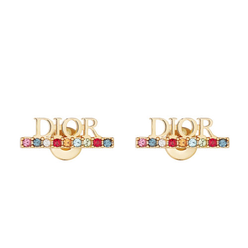 Dior | DIOR/迪奥 21早春新款DIO(R)EVOLUTION系列 镀金金属“DIOR”五彩水晶装饰耳钉E1456DVOCY_D665商品图片,7.9折×额外9.5折, 包邮包税, 额外九五折