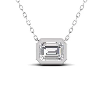 SSELECTS | Lab Grown 1 Carat Emerald Cut Bezel Set Diamond Solitaire Pendant In 14k White Gold,商家Premium Outlets,价格¥11731