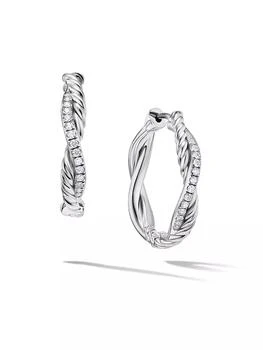 David Yurman | Petite Infinity Hoop Earrings in Sterling Silver with Diamonds, 17.3MM,商家Saks Fifth Avenue,价格¥11252