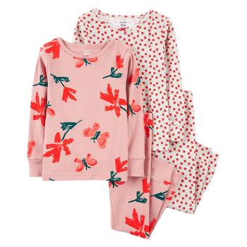 Carter's | Toddler Girls Long Sleeve T-shirt and Pajama, 4-Piece Set商品图片,7折