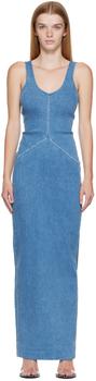 亚历山大王 连衣裙, Alexander Wang | Blue Fitted Denim Maxi Dress商品图片 