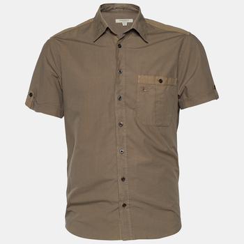 burberry短袖, [二手商品] Burberry | Burberry Khaki Cotton Short Sleeve Button Front Shirt M商品图片 