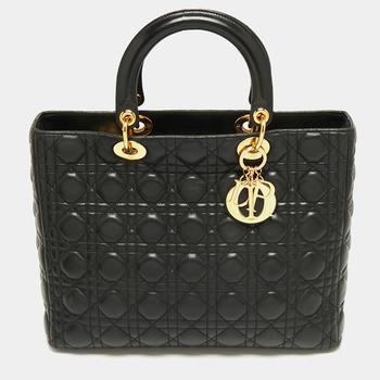 [二手商品] Dior | Dior Black Cannage Leather Large Lady Dior Tote商品图片,5.3折