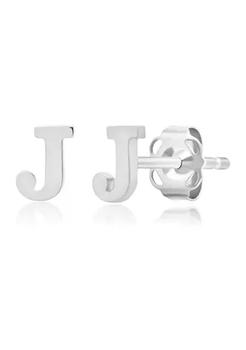 商品14K White Gold Letter (J) Stud Earrings图片