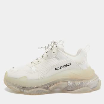 推荐Balenciaga White Leather and Mesh Triple S Sneakers Size 39商品