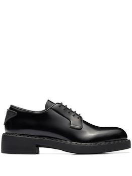 Prada | PRADA women's black leather brushed leather derby shoes商品图片,7.6折