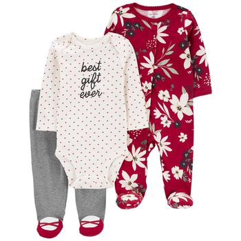 Carter's | Baby Girls Bodysuit, One-piece and Pants, 3 Piece Set商品图片,
