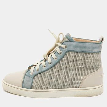 推荐Christian Louboutin Cream/Green Suede and Leather High Top Sneakers Size 41商品