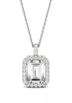Charles & Colvard | Colvard  3.94 Ct. T.w. Moissanite Halo Pendant Necklace In 14K White Gold,商家Belk,价格¥11118