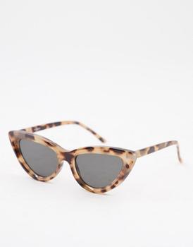 ASOS | ASOS DESIGN frame bevelled cat eye sunglasses in milky tort - BROWN商品图片,5.5折