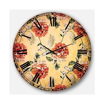 商品Floral Oversized Round Metal Wall Clock - 36 x 36图片