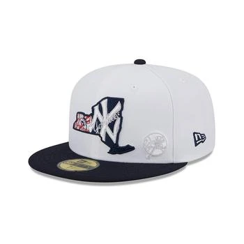 New Era | Men's White and Navy New York Yankees State 59FIFTY Fitted Hat,商家Macy's,价格¥327