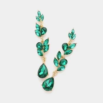 FASHNZFAB | Teardrop Marquise Stone Link Dangle Evening Earrings - Emerald,商家Premium Outlets,价格¥154