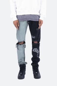 mnml排扣裤是什么牌子, MNML | D267 Split V3 Straight Denim - Blue/Black商品图片 