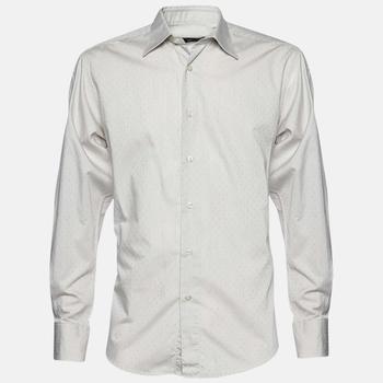推荐Z Zegna Beige Striped Embroidered Long Sleeve Shirt M商品
