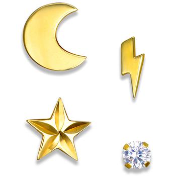 Macy's | 4-Pc. Set Sky-Themed Single Stud Earrings in 10k Gold商品图片,3.9折×额外8折, 额外八折