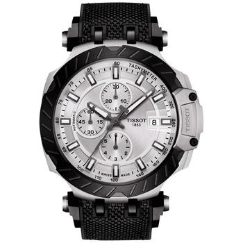 天梭v8, Tissot | Men's Swiss Automatic Chronograph T-Race Black Rubber Strap Watch 48.8mm商品图片 7.5折×额外8.5折, 额外八五折