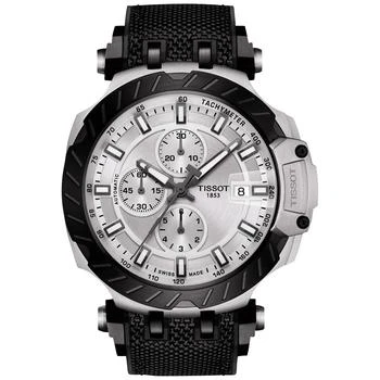 推荐Men's Swiss Automatic Chronograph T-Race Black Rubber Strap Watch 48.8mm商品