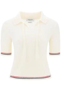 Thom Browne | wool polo shirt with rwb stripe,商家Beyond Italy Style,价格¥6198