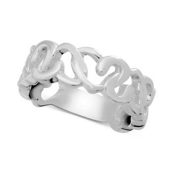 商品Essentials | And Now This Heart Openwork Link Ring in Silver-Plate,商家Macy's,价格¥101图片
