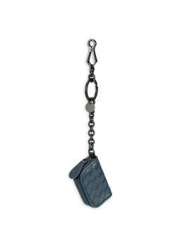 推荐Intrecciato Woven Leather Zip Pouch Keychain商品
