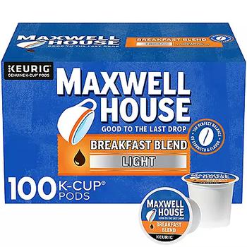 商品Maxwell House Breakfast Blend Light Roast K-Cup Coffee Pods (100 ct.),商家Sam's Club,价格¥265图片
