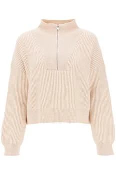 推荐Cropped sweater with partial zipper placket商品
