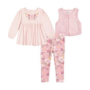 商品KIDS HEADQUARTERS | Toddler Girls Floral Peasant T-shirt, Faux Fur Vest and Big Floral Leggings, 3 Piece Set,商家Macy's,价格¥496图片