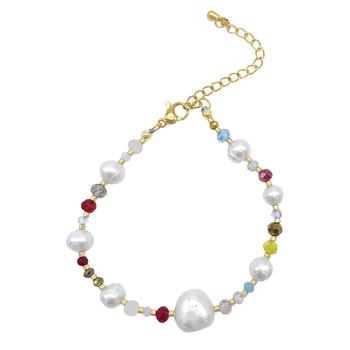 商品ADORNIA | Adornia Freshwater Pearl and Color Mix Beaded Bracelet gold,商家折扣挖宝区,价格¥137图片