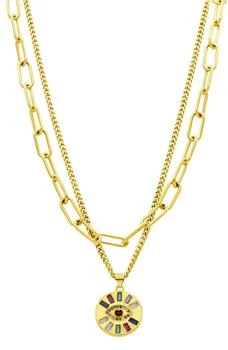 ADORNIA | CZ Evil Eye Layered Chain Necklace,商家Nordstrom Rack,价格¥184