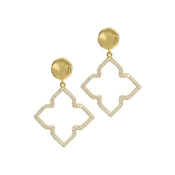 ADORNIA | Women's 14K Gold-Tone Plated Drop and Dangle Crystal Lined Floral Earrings 独家减免邮费