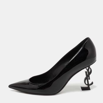 ysl高跟鞋推荐, [二手商品] Yves Saint Laurent | Saint Laurent Black Patent Leather Opyum Pointed Toe Pumps Size 36.5商品图片 7.6折, 满1件减$100, 满减