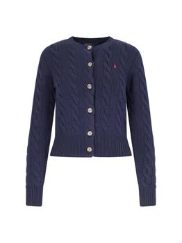 Ralph Lauren | Polo Ralph Lauren Pony Embroidered Cable-Knit Cardigan,商家Cettire,价格¥1714