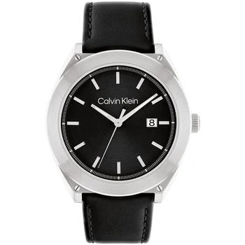 Calvin Klein | Men's Black Leather Strap Watch 44mm 7.5折×额外8.5折, 额外八五折