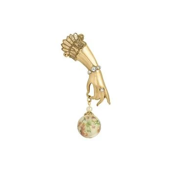 2028 | Gold Tone Ladies Hand Pin with Flower Bead Charm,商家Macy's,价格¥238