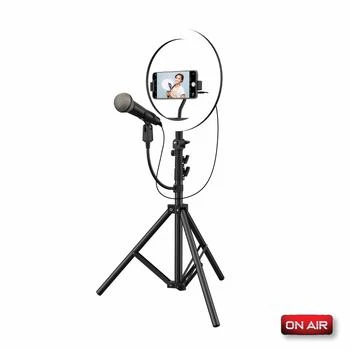 ON AIR HaloLightPro -10” LED Ring Light w/ Adjustable Tripod Stand, Phone Mount & Microphone