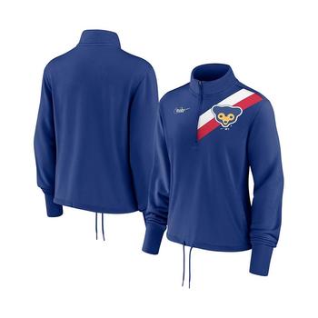 推荐Women's Royal Chicago Cubs 1978 Cooperstown Collection Rewind Stripe Performance Half-Zip Pullover Sweatshirt商品