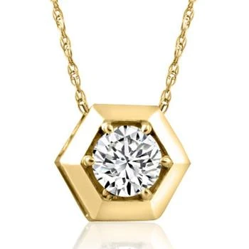 Pompeii3 | 14k Yellow Gold 1/2ct Lab Grown Diamond Solitaire Geometric Pendant Necklace,商家Premium Outlets,价格¥2829